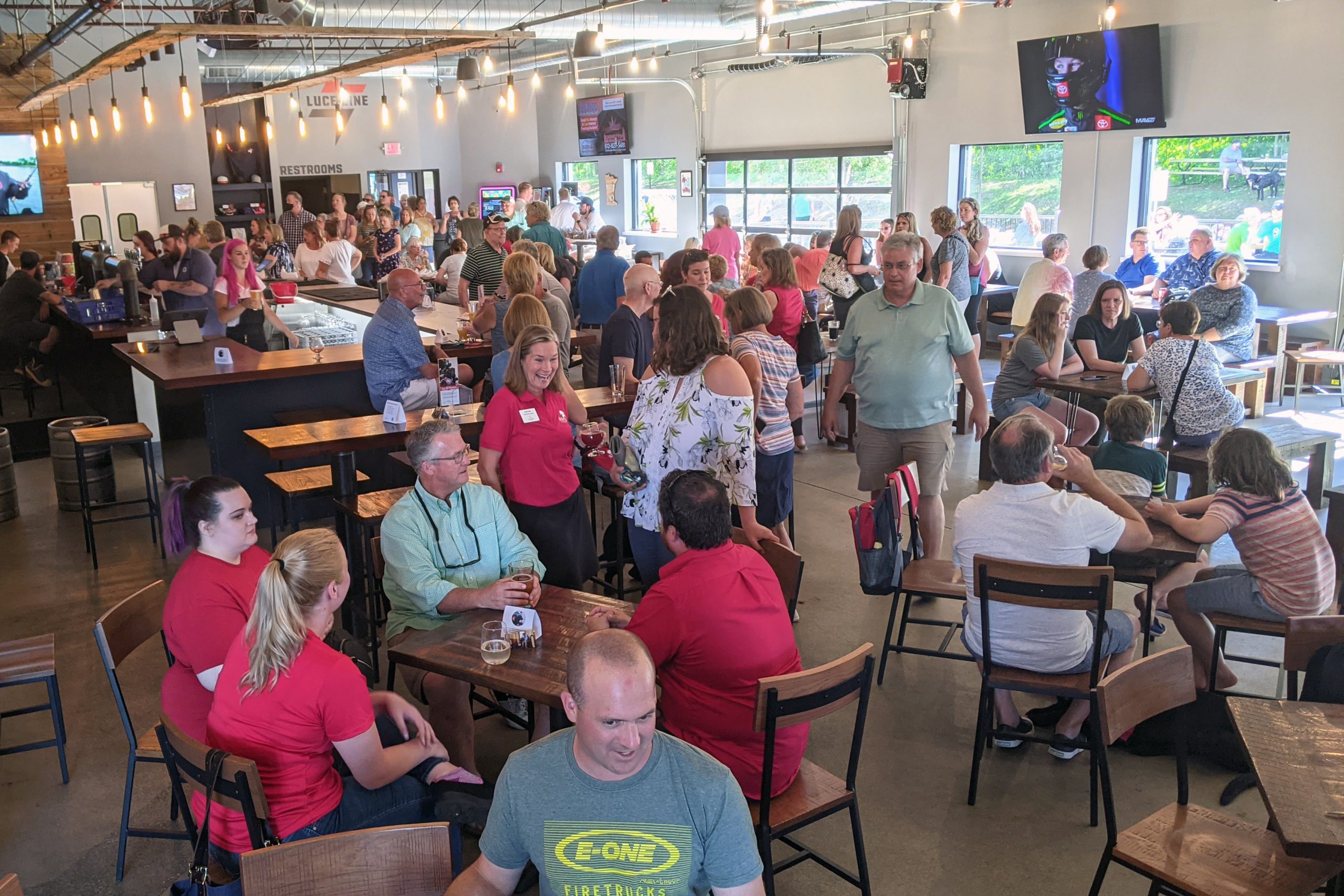 Crowd inside brewery