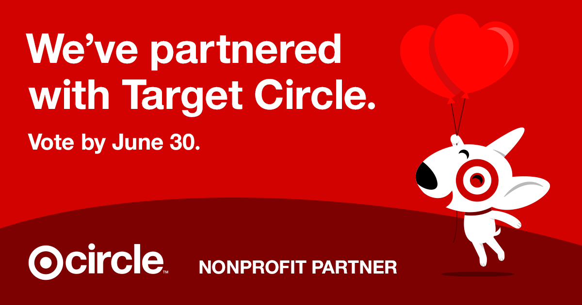 Target dog with text: We've partnered with Target Circle. Vote by June 30.